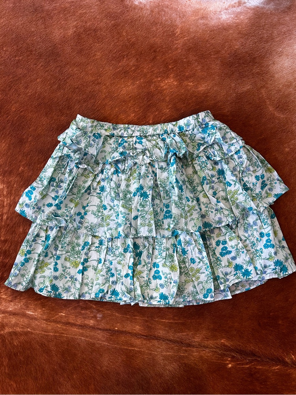 Crewcuts Blue & Green Floral Tiered Skirt